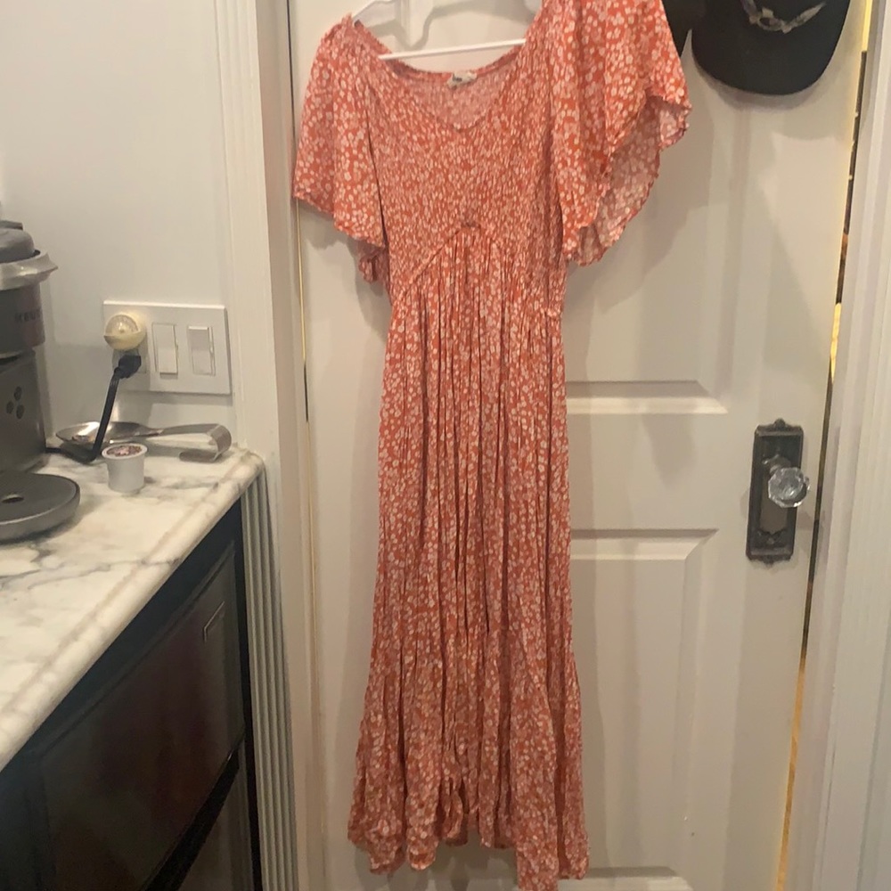 Coral and white dress